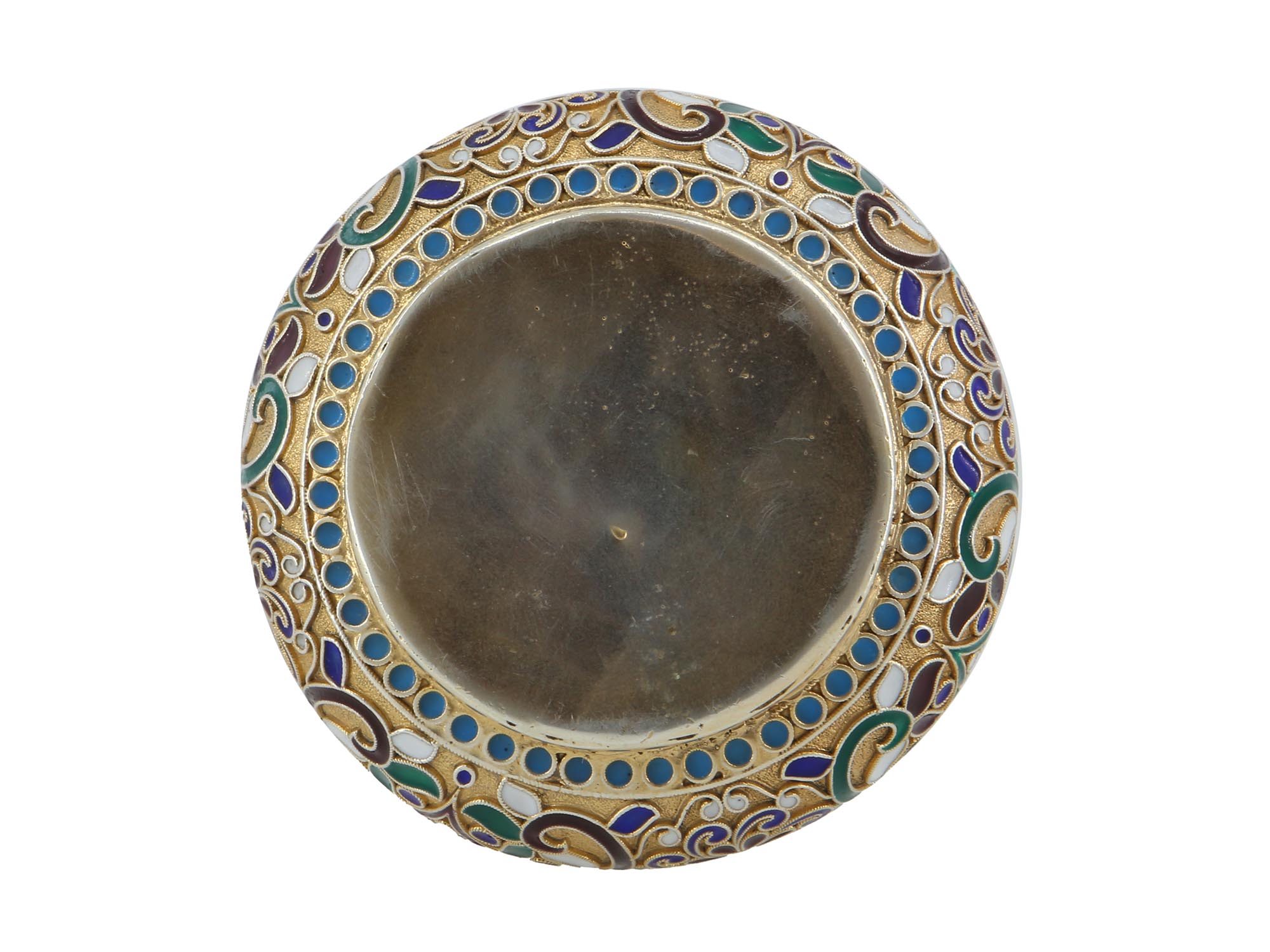 RUSSIAN GILT SILVER AND CLOISONNE ENAMEL PILL BOX PIC-4